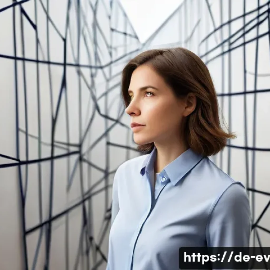 문제 해결을 위한 사고 방식 변화 - **Prompt:** A young professional, a woman with neat, shoulder-length brown hair, stands in a modern,...