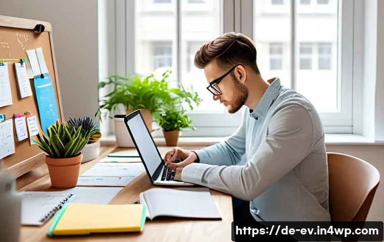 효과적인 생각 구조화를 위한 기본 원칙 - A modern, bright workspace scene showing a young German professional sitting at a wooden desk with a...